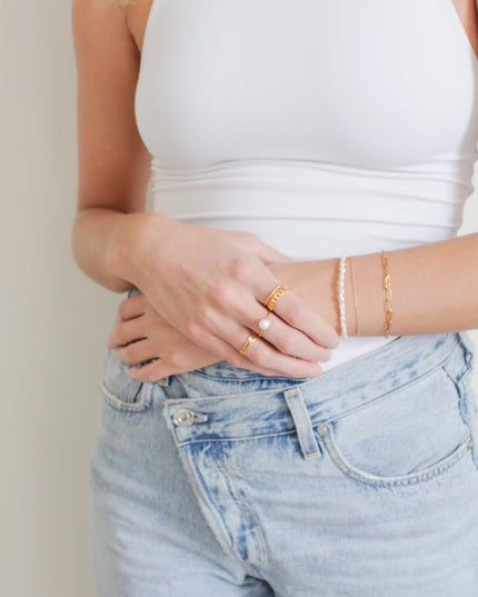 Bracelet à maillons trombones texturés 4 mm