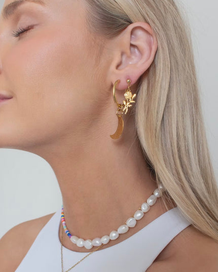 Boucles d'oreilles créoles lune croissante