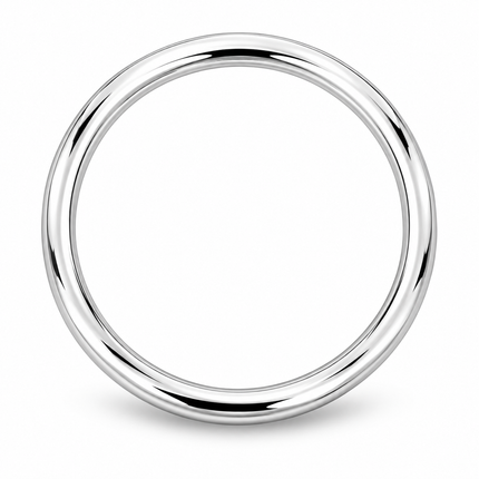 A polished silver-toned metal ring with a thick, rounded profile, shown on a clean white background.