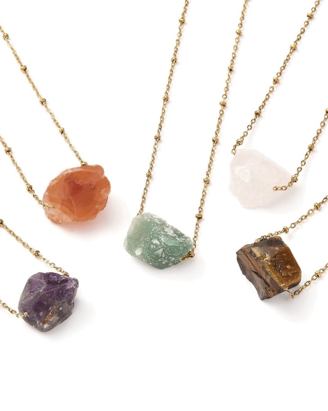 Raw Energy Gemstone Necklace – Available in Five Healing Stones