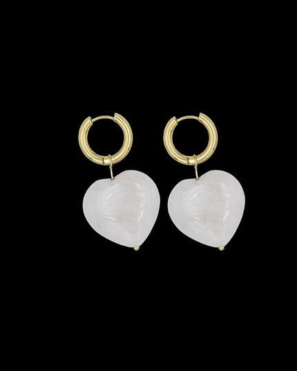 Lucky Heart Hoop Earrings - Available in Four Healing Gemstones