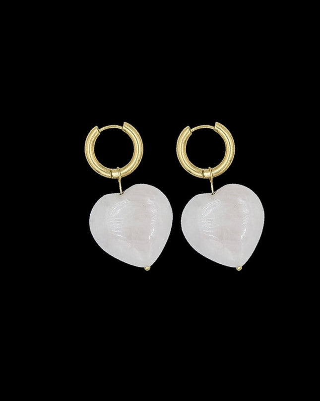 Lucky Heart Hoop Earrings - Available in Four Healing Gemstones