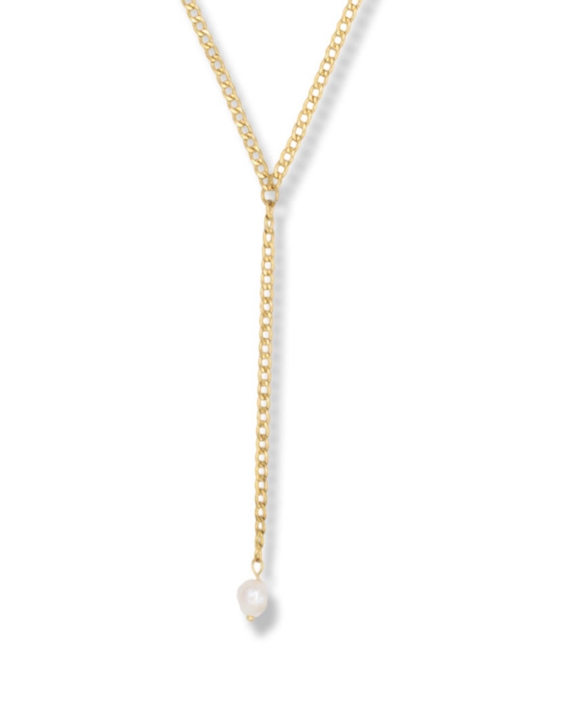 Matter of Time Lariat Necklace - Freshwater Pearls