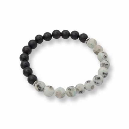 Nourishing Bracelet - Frosted Sesame Jasper + Frosted Onyx