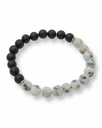 Nourishing Bracelet - Frosted Sesame Jasper + Frosted Onyx