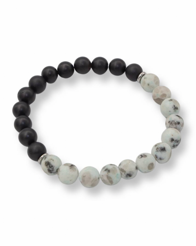 Nourishing Bracelet - Frosted Sesame Jasper + Frosted Onyx