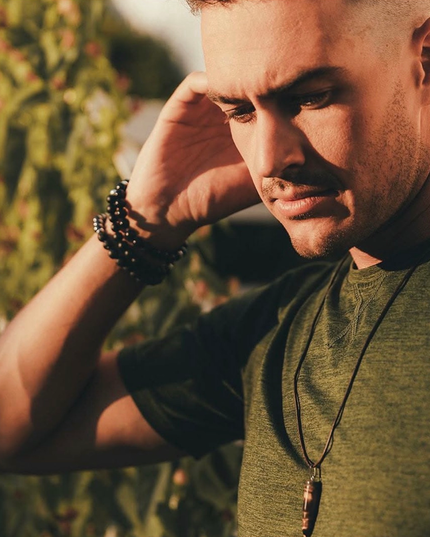 His Grounding Necklace – Tiger Eye + Leather + Stainless Steel