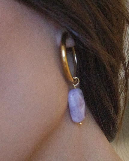 Amelia Amethyst Hoop Earrings