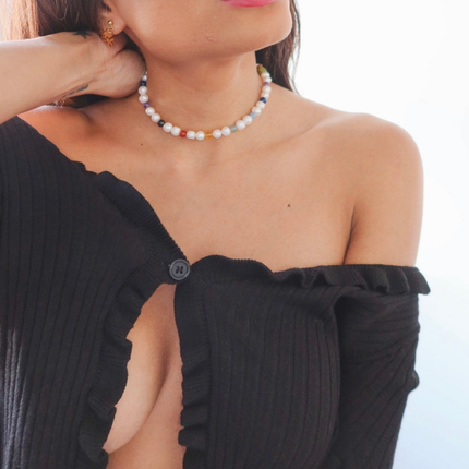Divine Energy Pearl Necklace - Seven Chakra Gemstones