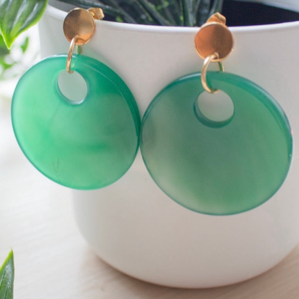 Boucles d'oreilles Agate Vert Terre