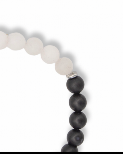 Unconditional Love Bracelet - Frosted Rose Quartz + Frosted Onyx