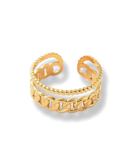 Stacked Duo Open Cuff Ring