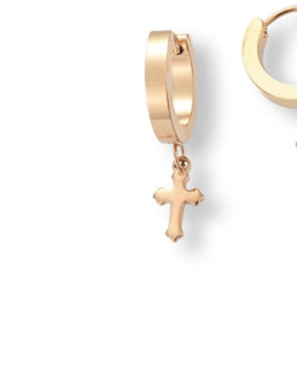 Mini Cross Hoop Earrings