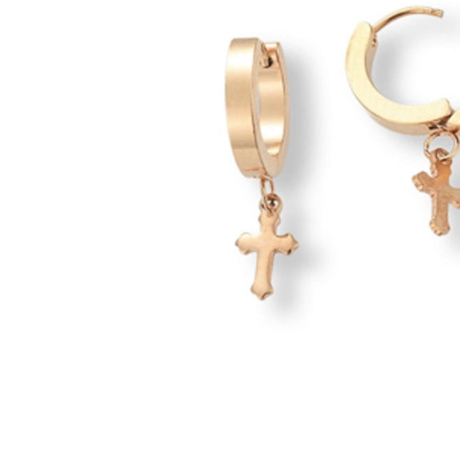 Mini Cross Hoop Earrings