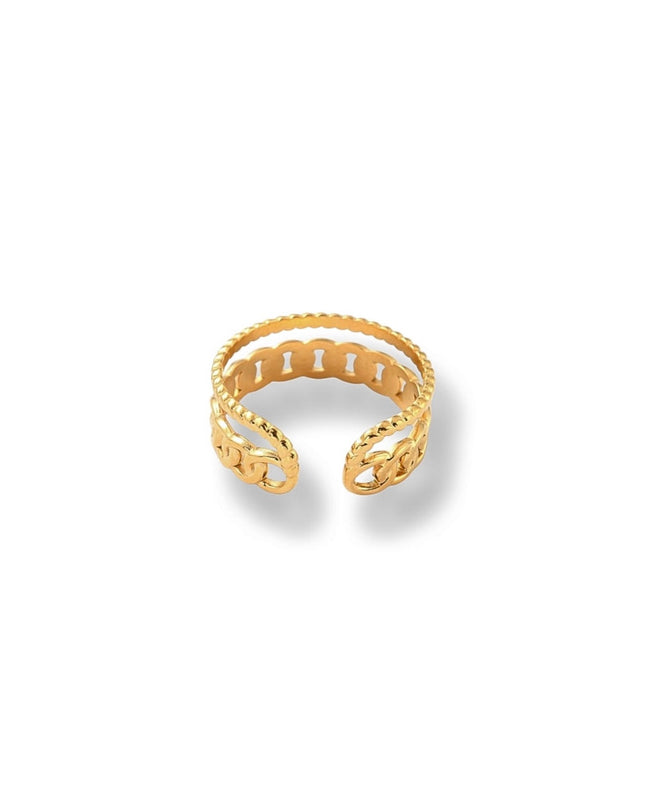 Stacked Duo Open Cuff Ring