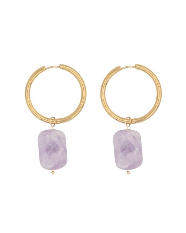 Amelia Amethyst Hoop Earrings