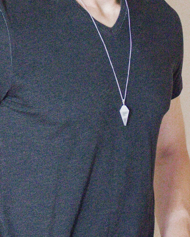 Spiritual Growth Necklace – Clear Quartz Crystal + Stainless Steel