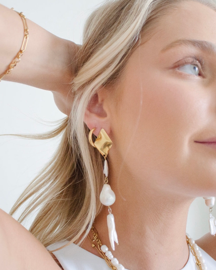 Athena Pearl Dangle Earrings