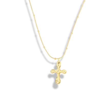 Golden Cross Necklace - Stainless Steel