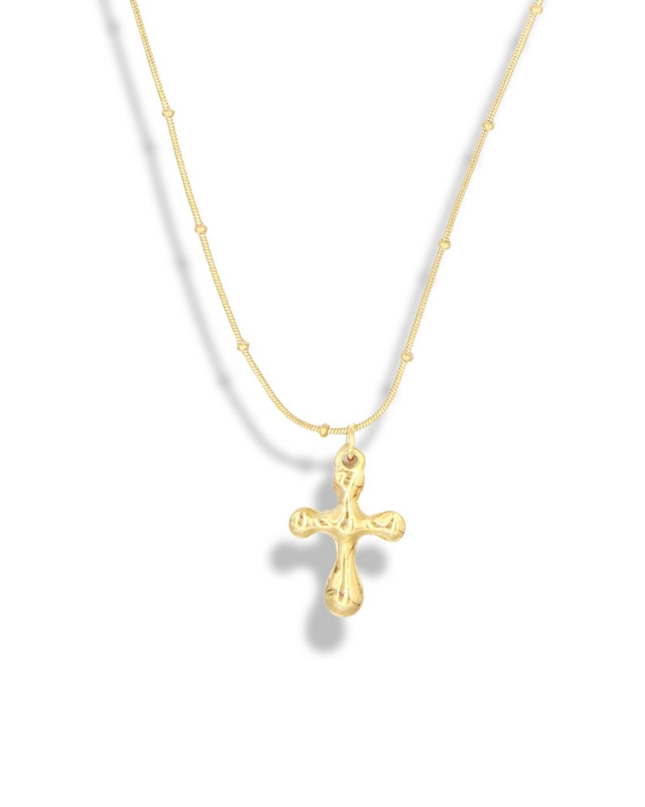 Golden Cross Necklace - Stainless Steel