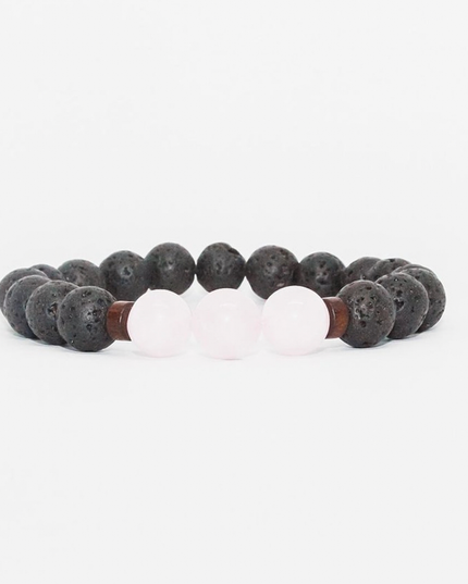 Self Love Bracelet - Rose Quartz + Lava + Wood