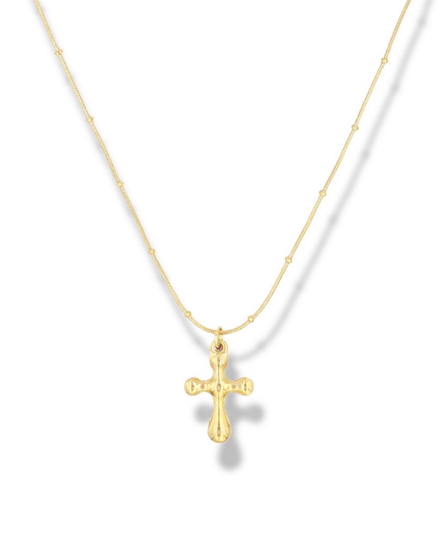 Golden Cross Necklace - Stainless Steel