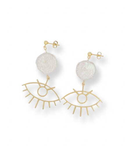 Stare All You Want Evil Eye Pearl Earrings