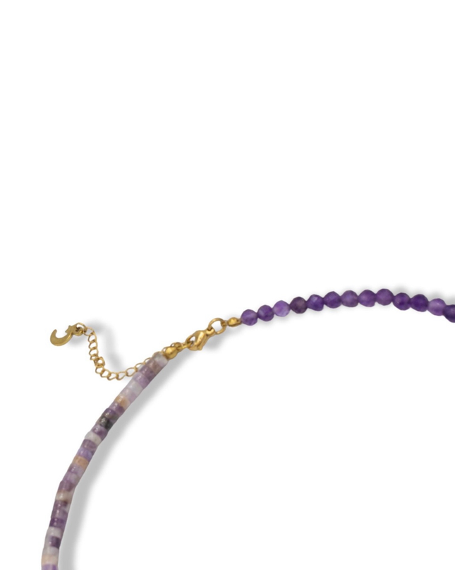 Celestial Harmony Necklace - Amethyst & Organic Pearls