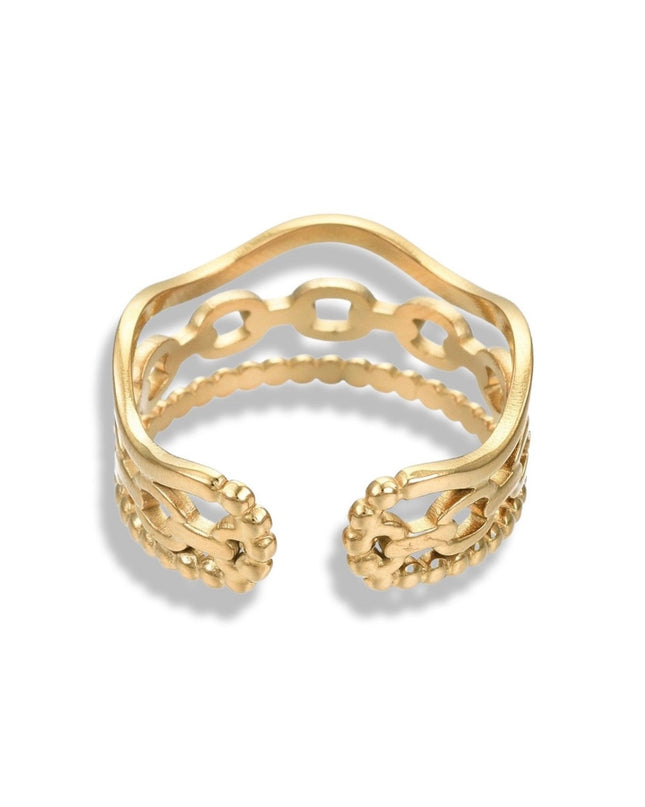 Stacked Trio Open Cuff Ring