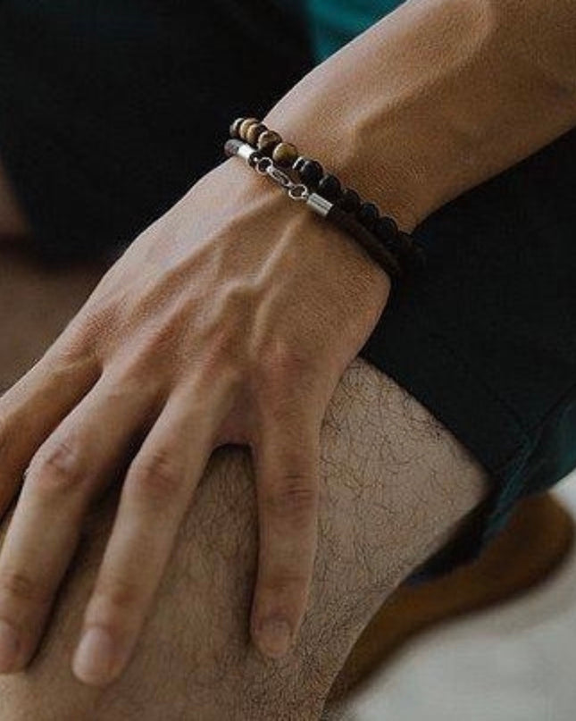 Harmony & Strength Bracelet – Tiger Eye + Onyx / Lava