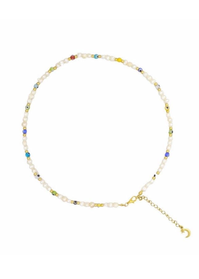 Evil Eyes Go Away Freshwater Pearl Necklace – 4MM