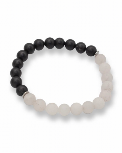 Unconditional Love Bracelet - Frosted Rose Quartz + Frosted Onyx