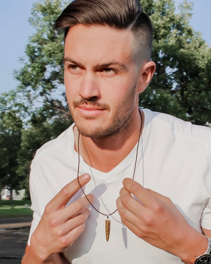 His Grounding Necklace – Tiger Eye + Leather + Stainless Steel