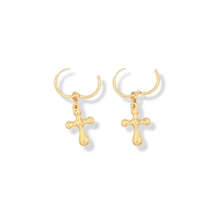 Chunky Cross Hoop Earrings