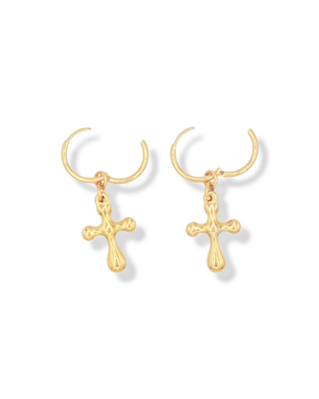 Chunky Cross Hoop Earrings