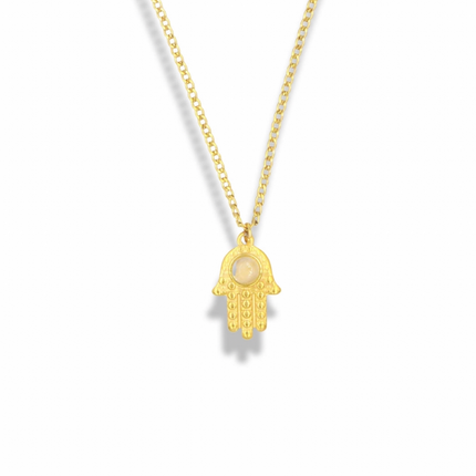 Textured Hamsa Hand Bohemian Necklace