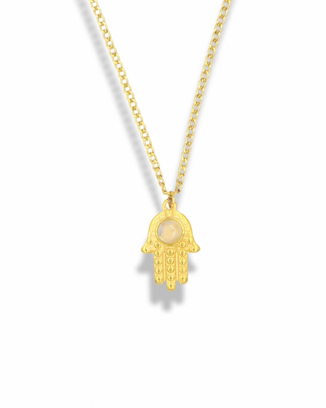 Textured Hamsa Hand Bohemian Necklace