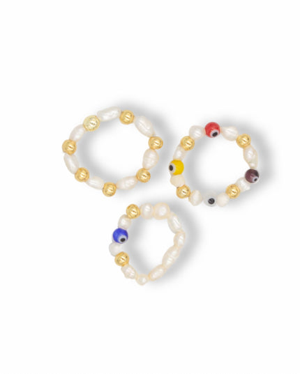Tres Pearl Ring Set