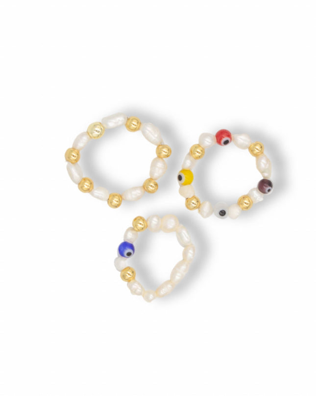 Tres Pearl Ring Set