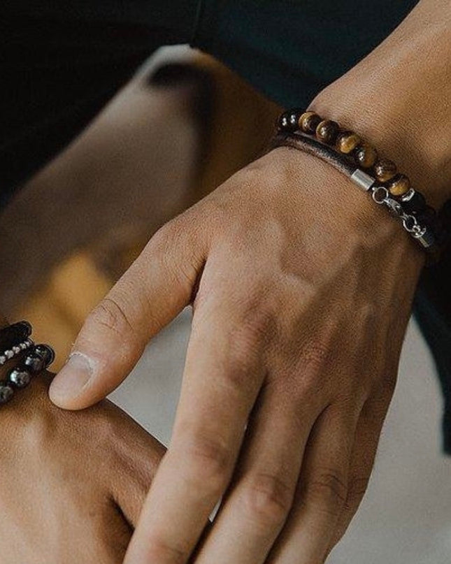 Harmony & Strength Bracelet – Tiger Eye + Onyx / Lava