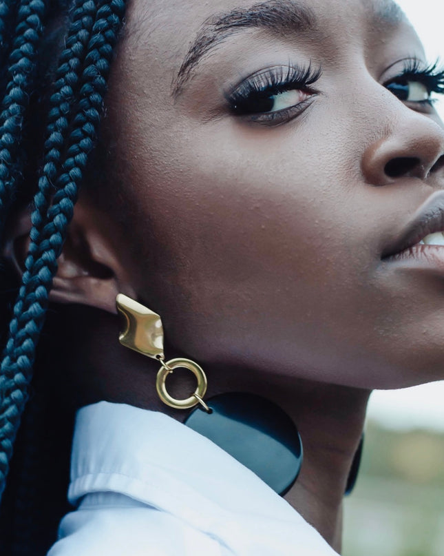 Shadow Shield Obsidian Stone Earrings