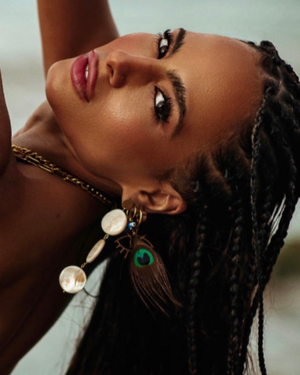 Beauty & Balance Earrings - Peacock Feathers