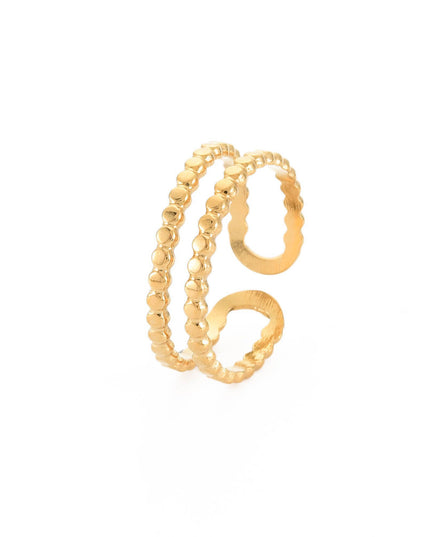 Beaded Duo Open Cuff Ring