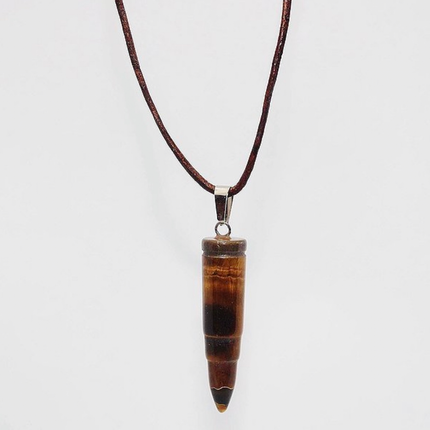 His Grounding Necklace – Tiger Eye + Leather + Stainless Steel