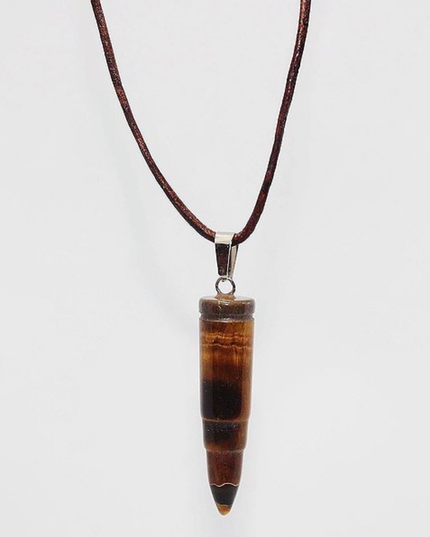 His Grounding Necklace – Tiger Eye + Leather + Stainless Steel