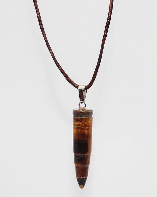His Grounding Necklace – Tiger Eye + Leather + Stainless Steel