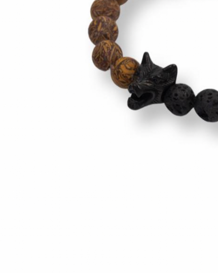Wolf Bracelet - Calligraphy Stone + Lava