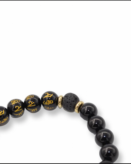 Enlightenment Bracelet - Om Mani Padme Hum + Onyx + Agate Stones
