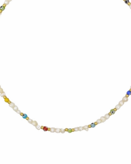 Evil Eyes Go Away Freshwater Pearl Necklace – 4MM
