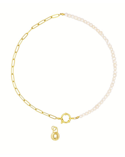 Lock & Pearl Necklace - Freshwater Pearls